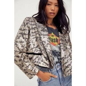 Free People Silver Sequin going out jacket